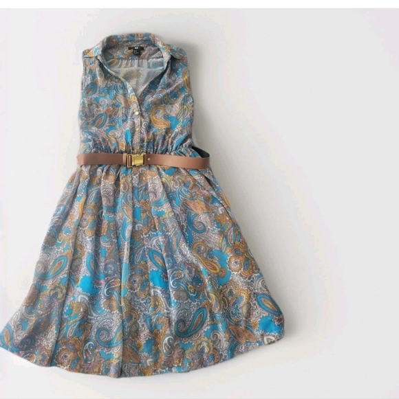 H&M Dresses & Skirts - NEW H&M Paisley Sheer Sleevless Belted Midi Fress Blue Festival Boho Fairycore 8